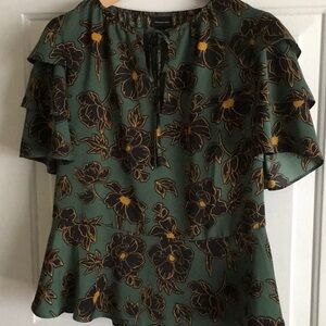 Who What Wear Green Floral Blouse